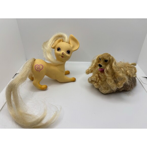 Barbie Dogs Long Hair Stylin' Pups Cocker Spaniel 90s Set of 2 1994 SEE PHOTOS - Picture 1 of 8
